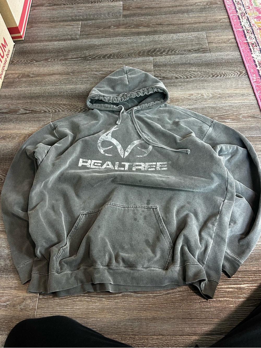 Realtree Distressed Gray Hooded Sweatshirt with Logo